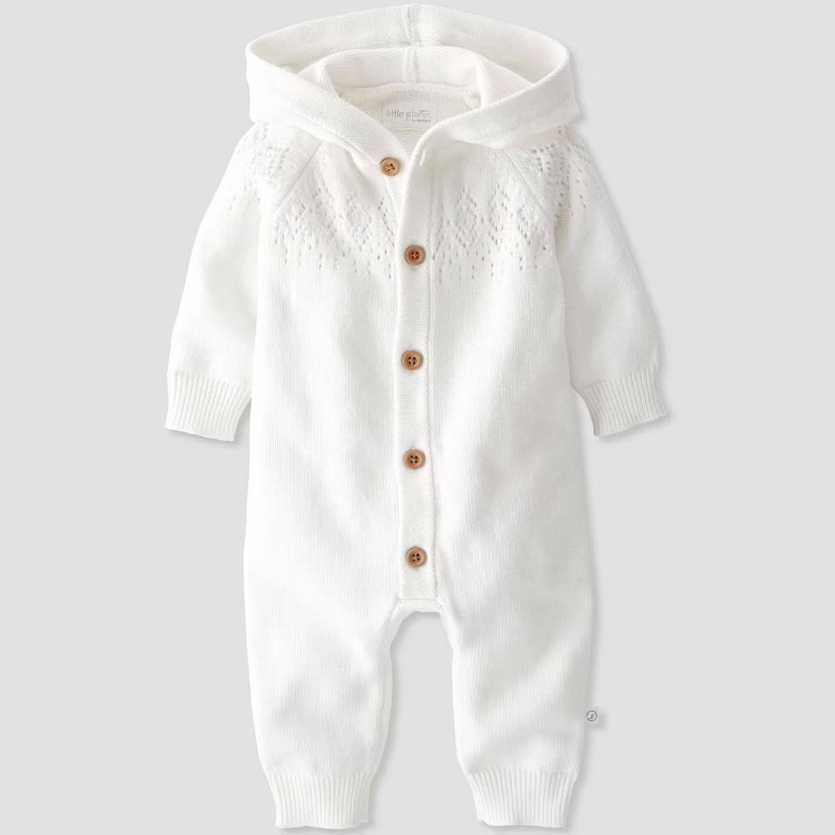 Little Planet By Carter's Organic Baby Hooded Sweater Jumpsuit - Cream Newborn | Target