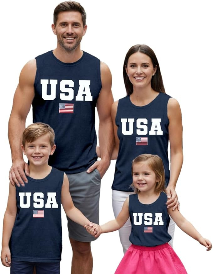 Amazon.com: Ascrazy Family Matching USA Shirt American Flag 4th of July Tank Top Boys Girls Patri... | Amazon (US)