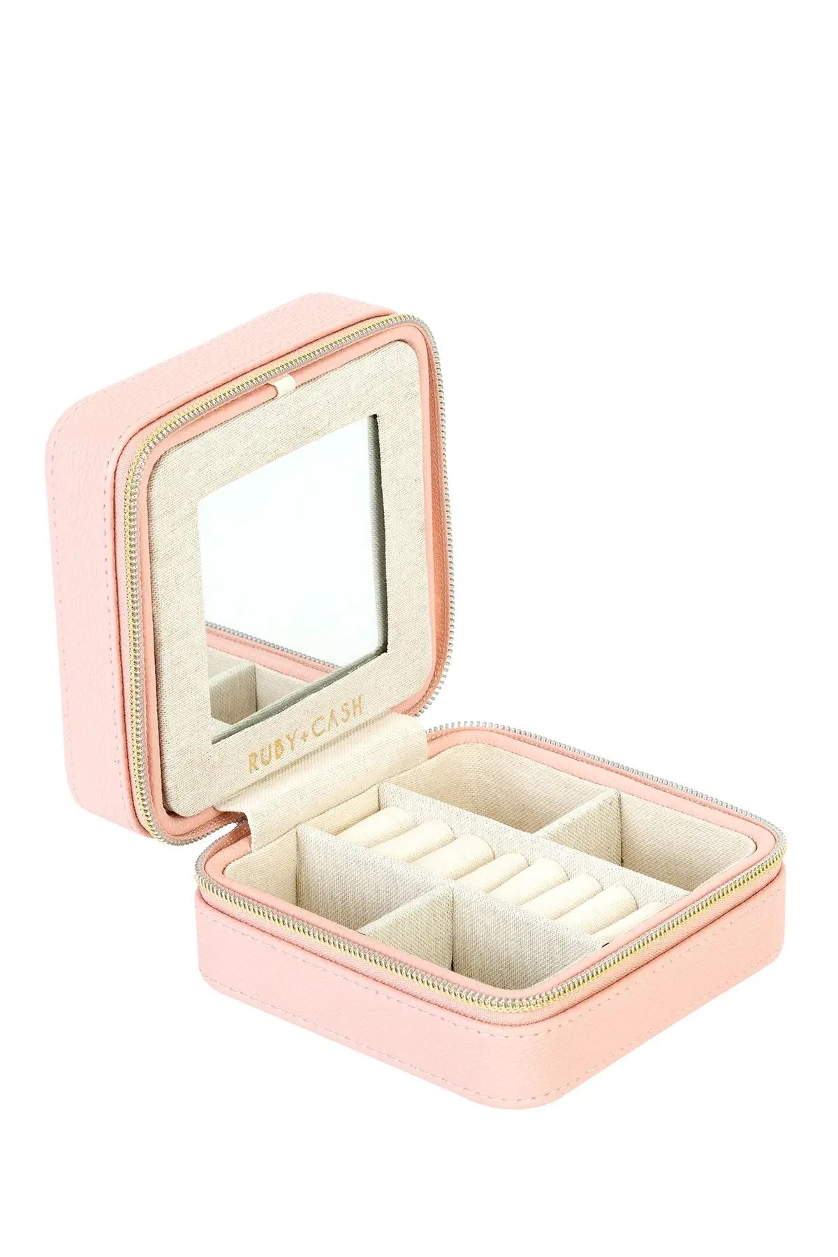 Kennedy International Inc. Ruby+Cash Blush Mini Faux Leather Zippered Travel Jewelry Organizer Box a | Nordstrom Rack