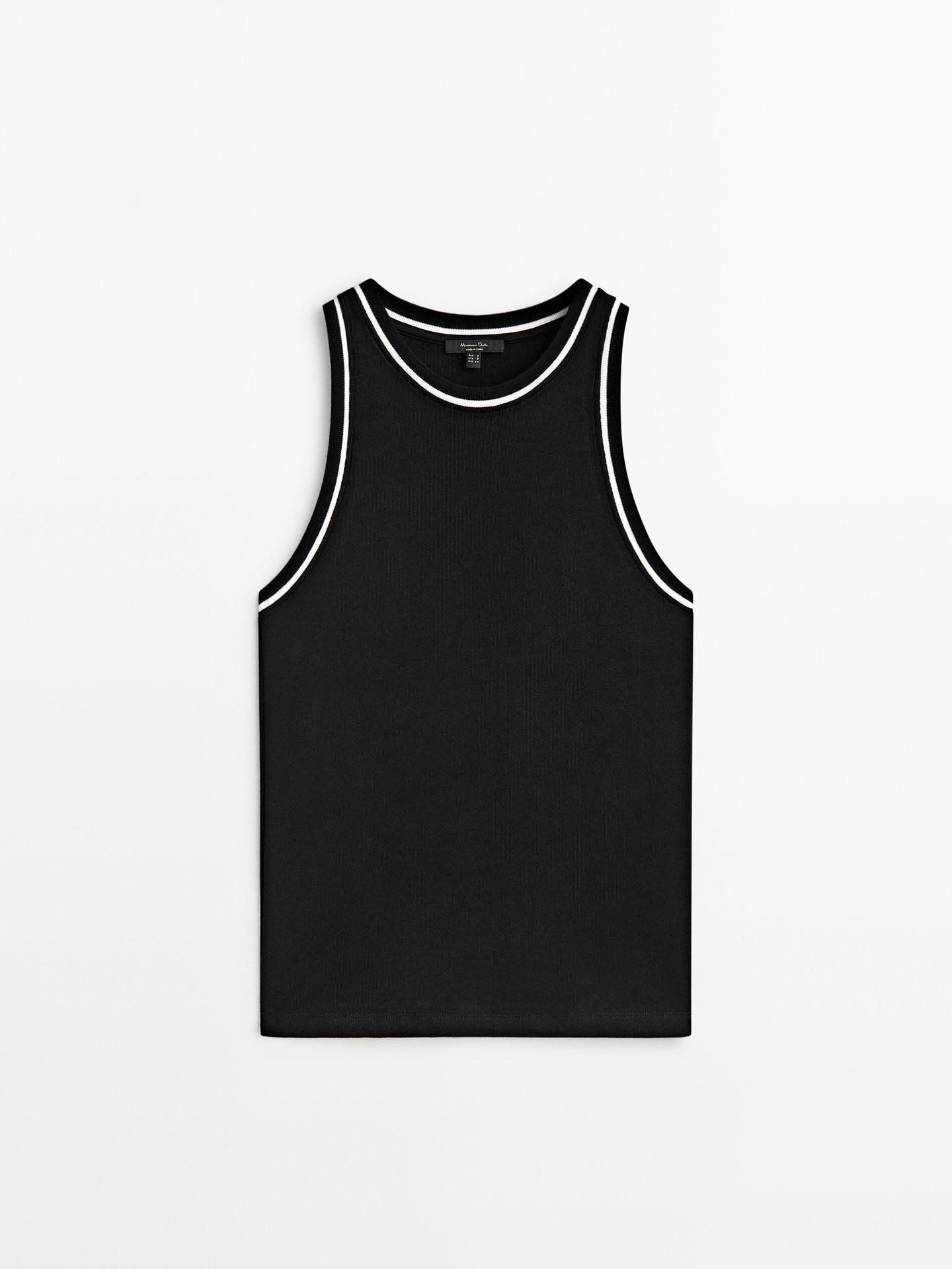 Ärmelloses Shirt mit Kontrast | Massimo Dutti DE