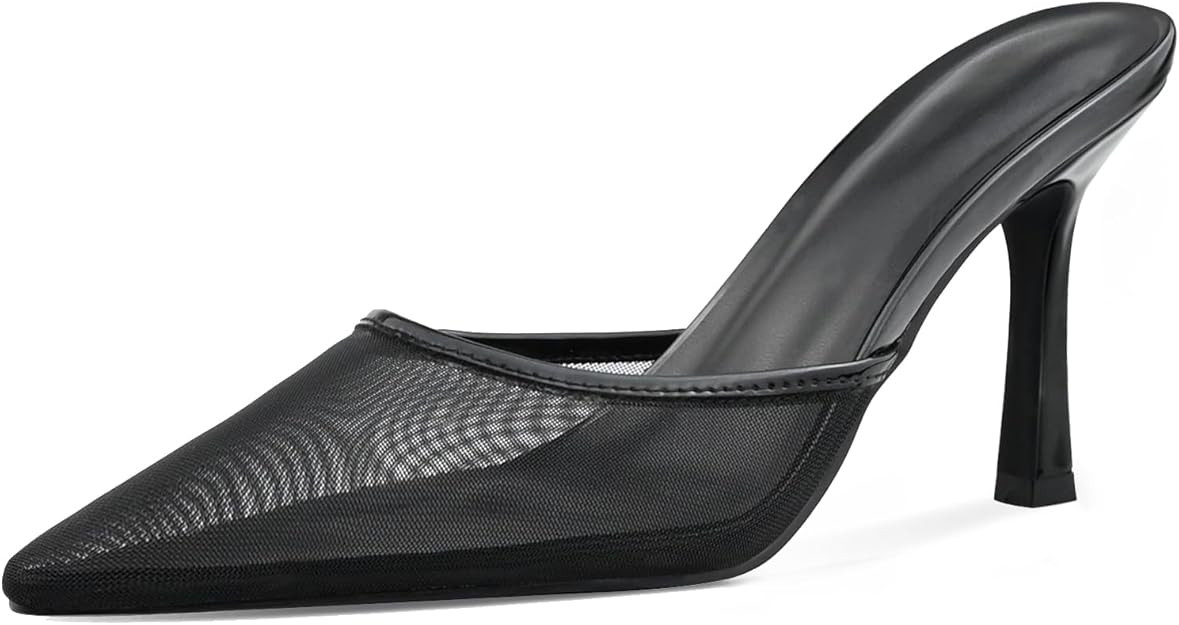 Kitten Heels for Women Pointed Toe Heels Studded Slip On Bow Heels Mules Faux Suede Sandals Kitte... | Amazon (US)