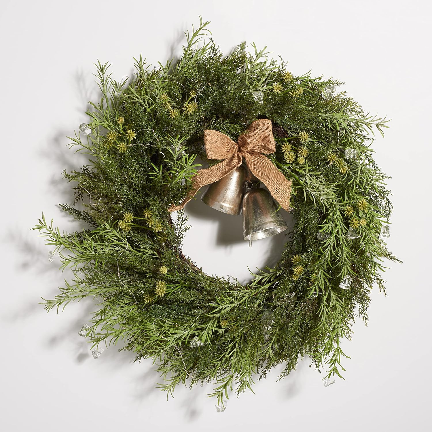 SAFAVIEH Home Collection 22-inch Decorative Artificial Pine Wreath with Gold Bells LED Light (Ful... | Amazon (US)