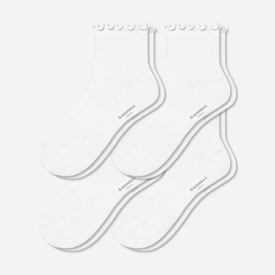 Women's Frilly Rib Quarter Sock 4-Pack | Bombas