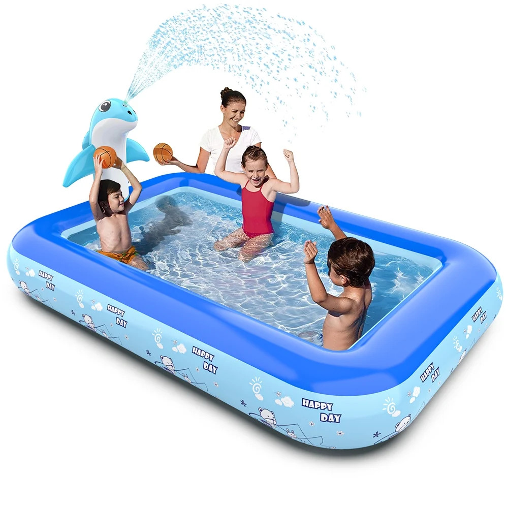 WupuaaitWupuaait Outdoor Indoor 78 x 55 x 12 inch Extra Large Inflatable Swimming Pool with Dolph... | Walmart (US)