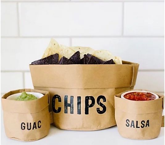 Santa Barbara Design Washable Paper Chips, Salsa & Guac 3-pc Set | QVC