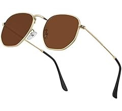 Hipster Hexagonal Polarized Sunglasses Men Women Geometric Square Small Vintage Metal Frame Retro... | Amazon (US)