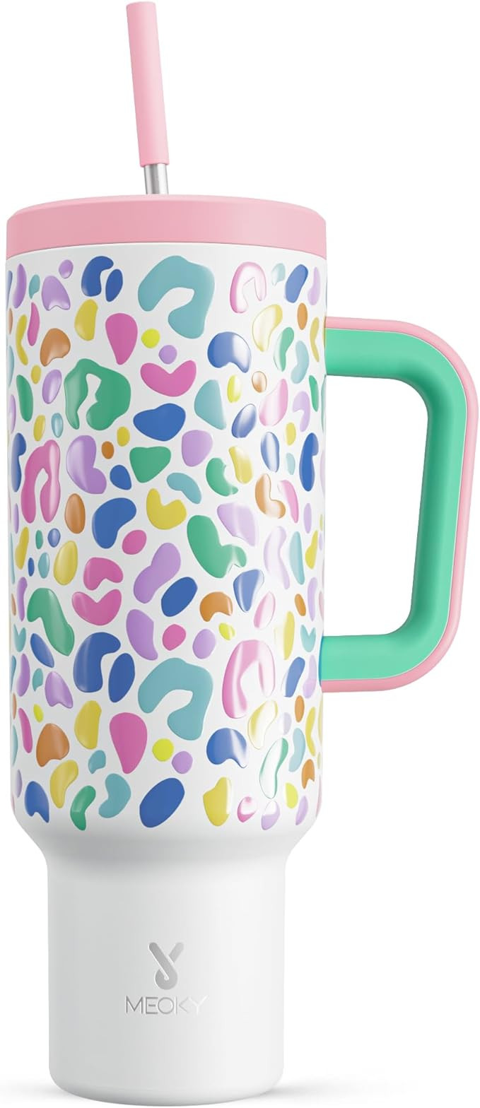 Meoky 50 oz Tumbler with Handle, Tumbler with Lid and Straw, Insulated Stainless Steel Travel Mug... | Amazon (US)