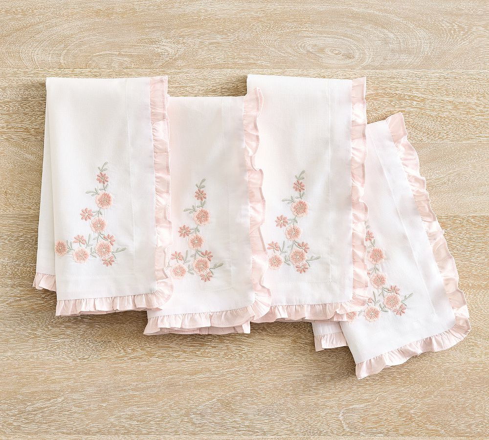 LoveShackFancy Floral Embroidered Lace Napkins - Set of 4 | Pottery Barn (US)