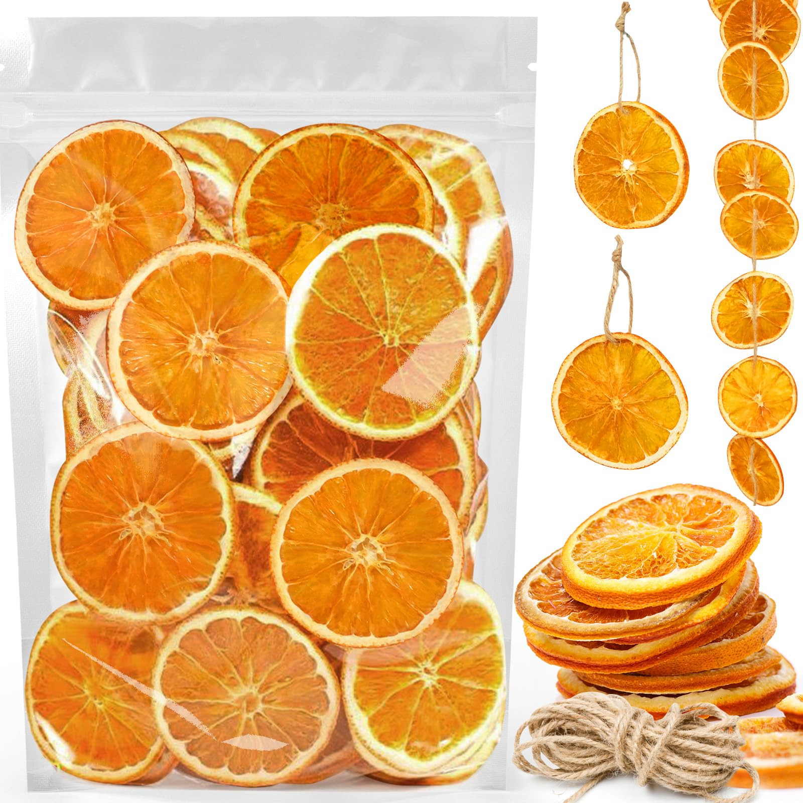 50 Pcs Dried Orange Slices, Natural Rustic Ornament for Hanging Decorations, Christmas Wreath Mak... | Amazon (US)