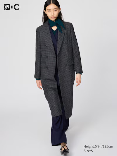 Double Breasted Long Coat | Checked | UNIQLO (US)