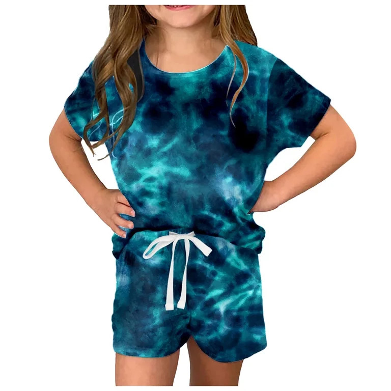 LUOGENLI Girl Summer Outfits Size 8/9 Girls Summer T Shirt and Shorts Set with Side Pockets Short... | Walmart (US)
