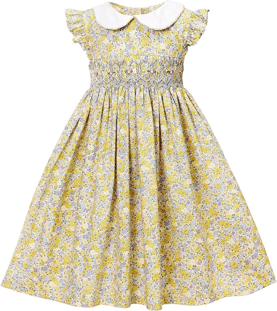 Girls Easter Outfits Toddler Girl Dress Vintage Girls Clothes Floral Cotton Spring Summer Smocked... | Amazon (US)