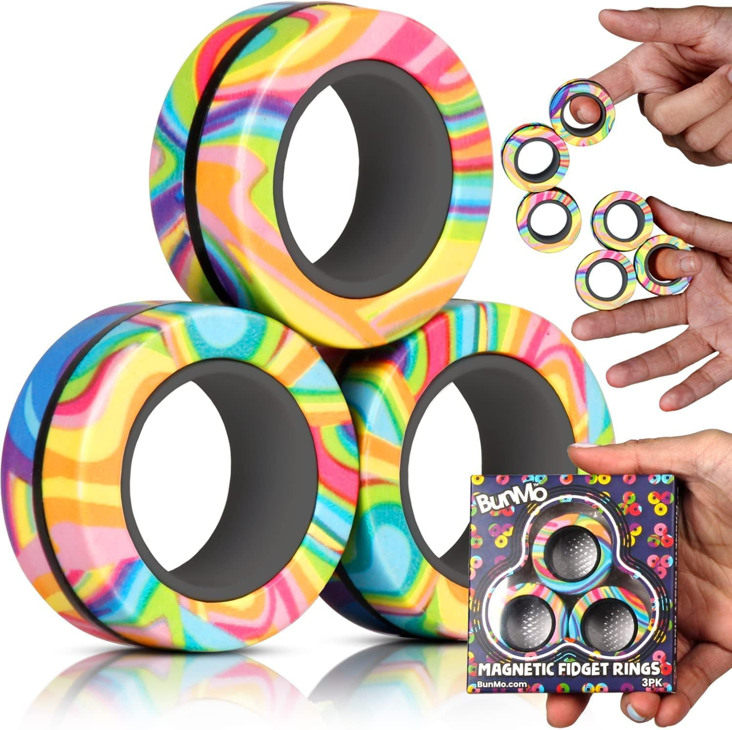 BUNMO Easter Basket Stuffers for Teens - Magnetic Rings - Fidget Toys Adults - Magnetic Fidget Ri... | Amazon (US)