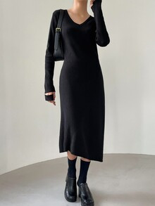 Dazy-Less Cut Out Ribbed Knit Sweater Dress
   SKU: sw2207056097684388   New     US$30.00        ... | SHEIN