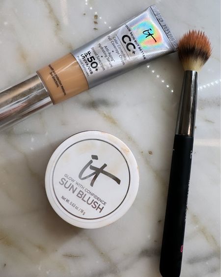 An incredible @qvc daily deal this morning! 3 piece @itcosmetics set that includes their best selling CC CREAM, their new Glow With Confidence Sun Blush, and a cream blush brush! Sold separately these items would be $120, but today only they are all in a bundle for $49! I am wearing the xx cream in neutral medium and the blush in sun blossom! #ad #loveqvc

#LTKbeauty #LTKfindsunder50 #LTKsalealert