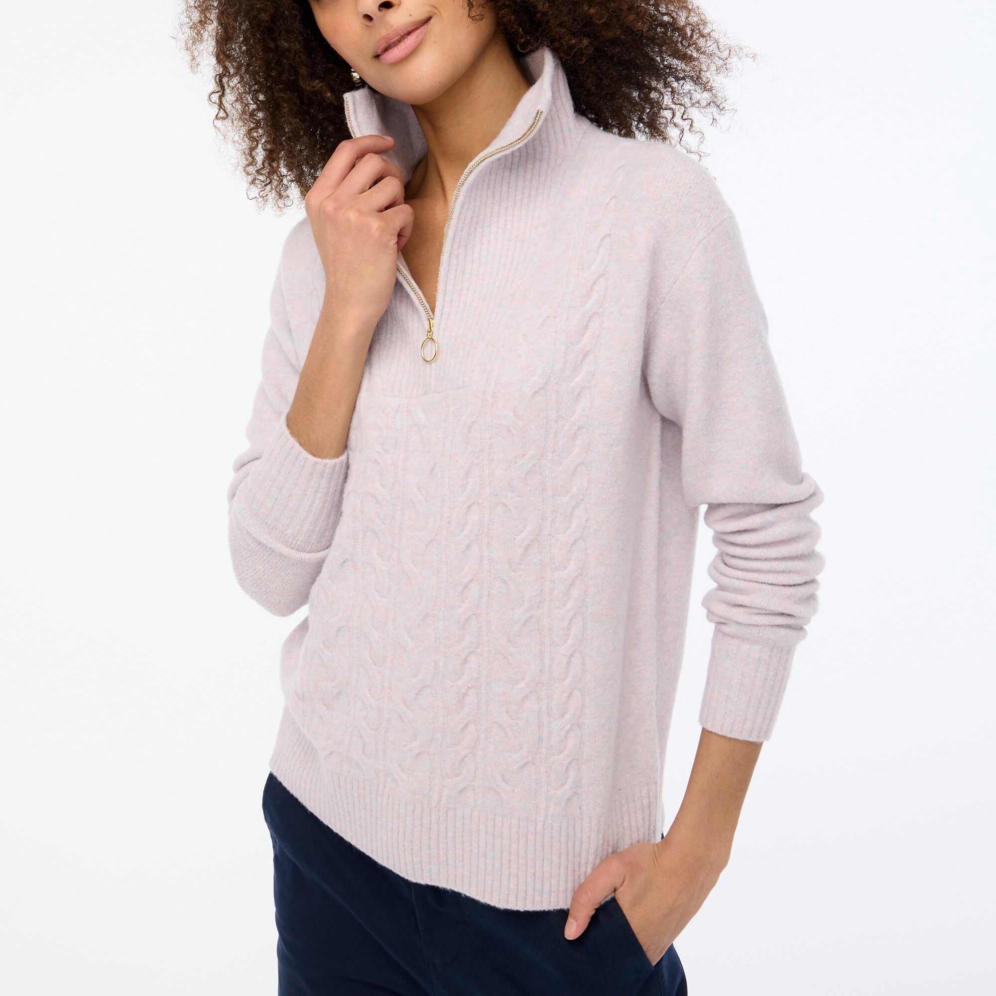 Half-zip cable sweater in extra-soft yarn | J.Crew Factory