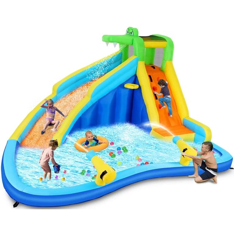 Qhomic Inflatable Water Slide with Spray Pool, 2 Water Guns, Climbing Wall, Basketball Hoop, and ... | Walmart (US)
