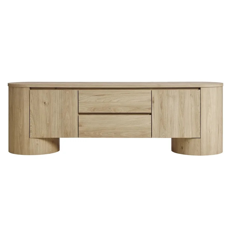 Duval 71 Inch Oval TV Cabinet in Light Oak | Walmart (US)