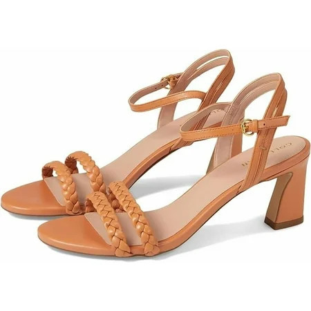 Cole Haan Alyse Braided Natural Tan Leather Ankle Strap Block Heeled Sandals (Natural Tan Leather, 8.5) | Walmart (US)