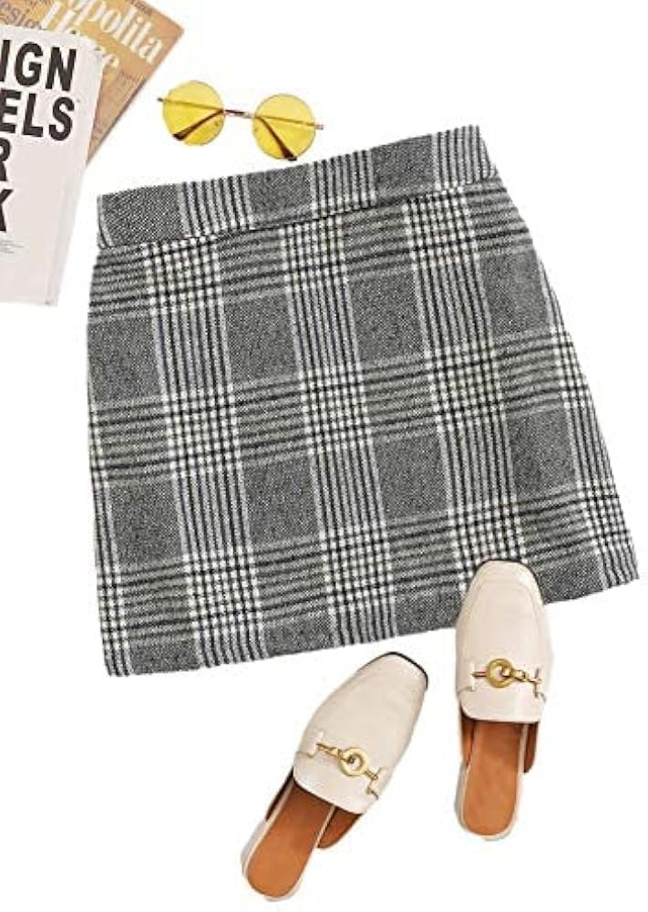 Floerns Women's Plaid High Waist Bodycon Mini Skirt | Amazon (US)