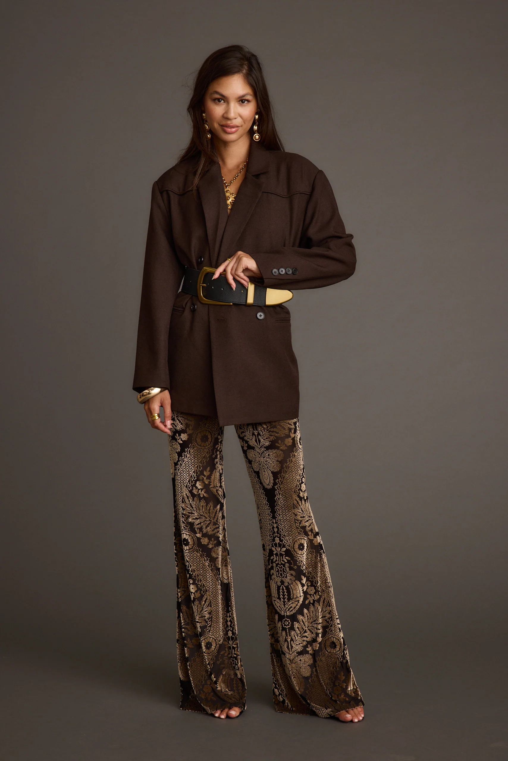 Silver Springs Burnout Velvet Flare Pants | 12th Tribe