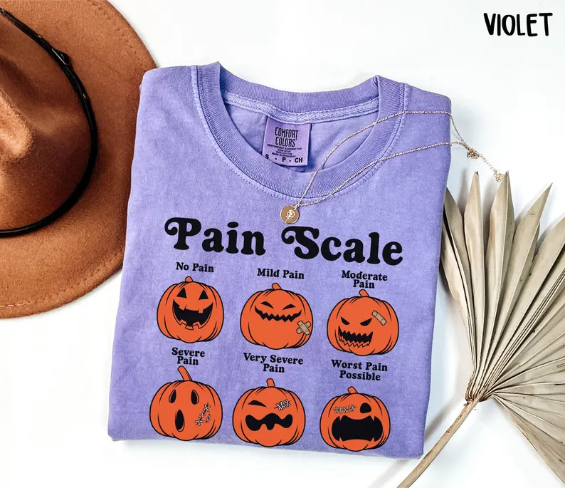 Comfort Colors Halloween Nurse Shirt, Pain Scale Fall Pumpkin Nurse T-shirt, RN Shirt, Pediatric ... | Etsy (US)