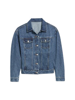 Tapered Puff-Sleeve Non-Stretch Jean Jacket for Women | Old Navy (US)