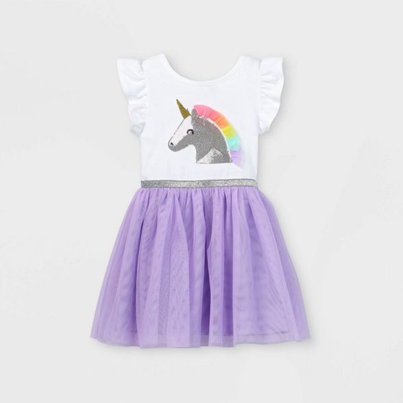 Toddler Girls' Sequin Unicorn Tulle Dress - Cat & Jack™ Purple | Target