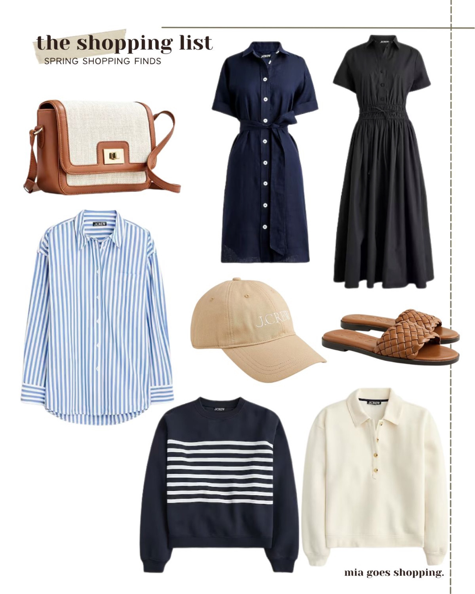 JCrew new arrivals and some spring shopping finds. I’m not sure if I’m ready to graduate from the mom tote bag, but this little crossbody flap bag is too cute! 

Spring dresses. Easter dresses. Shirt dress. Leather sandals. Casual mom outfits for spring. Neutral outfit ideas for spring. Classic fashion

#LTKstyletip #LTKitbag #LTKsalealert