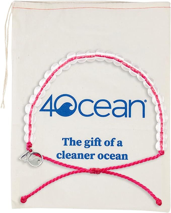 4ocean Handmade Beaded Bracelet From Recycled Plastic With Silver 4O Charm & Reusable Cotton Gift... | Amazon (US)