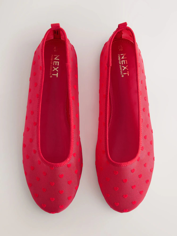 Buy Red Forever Comfort® Mesh Heart Ballet Flats from Next Ireland | Next EU