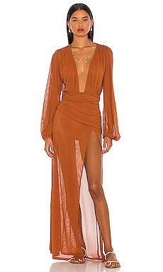 Camila Coelho Kimber Maxi Dress in Hazel Brown from Revolve.com | Revolve Clothing (Global)