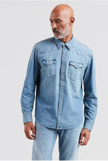 Levis Standard Western LS Button Up Light Denim S | Walmart (US)