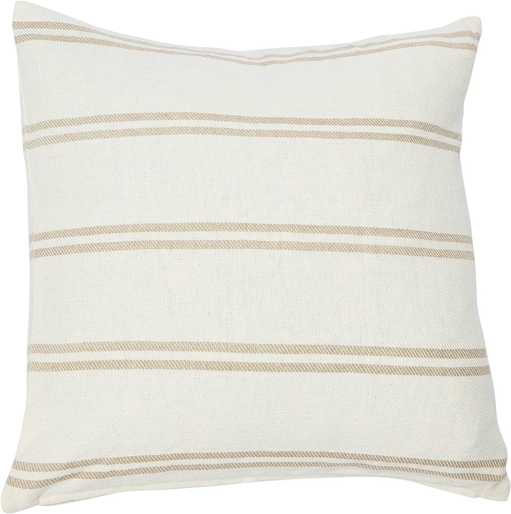 Creative Co-Op 20" Square Interwoven Double-Striped Cotton Pillow Decorative Pillow Cover, 20" x 20", Ivory | Amazon (US)