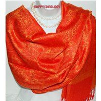 Orange Pashmina Scarf.orange & Yellow Gold Pashmina/Shawl.summer/Winter Scarves.elegant Silk /Pashmi | Etsy (US)