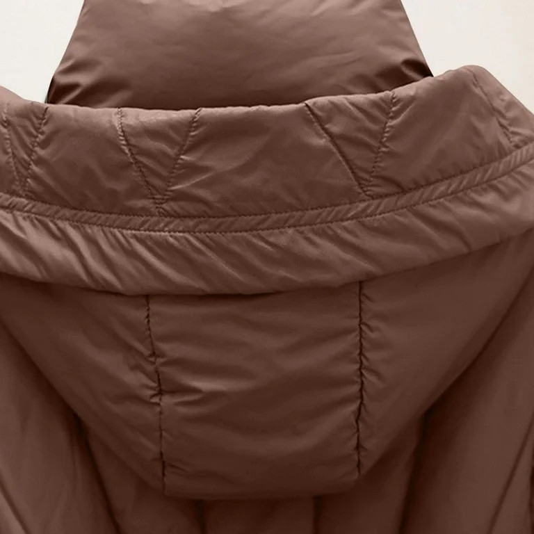 Women's Solid Color Thick Coat Hooded Long Over The Knee Down Jacket With Pocket | Walmart (US)