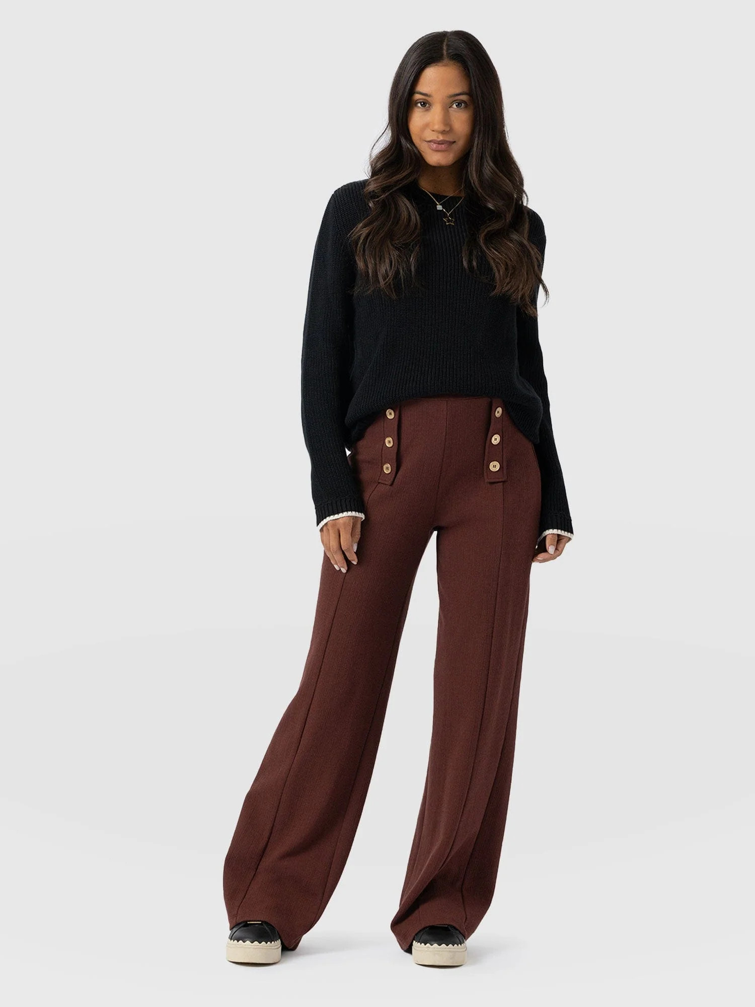 Chelsea Pant - Maroon Textured | Saint + Sofia UK