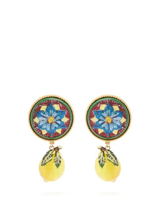 Floral and lemon-drop clip on earrings | Dolce & Gabbana | Matches (UK)