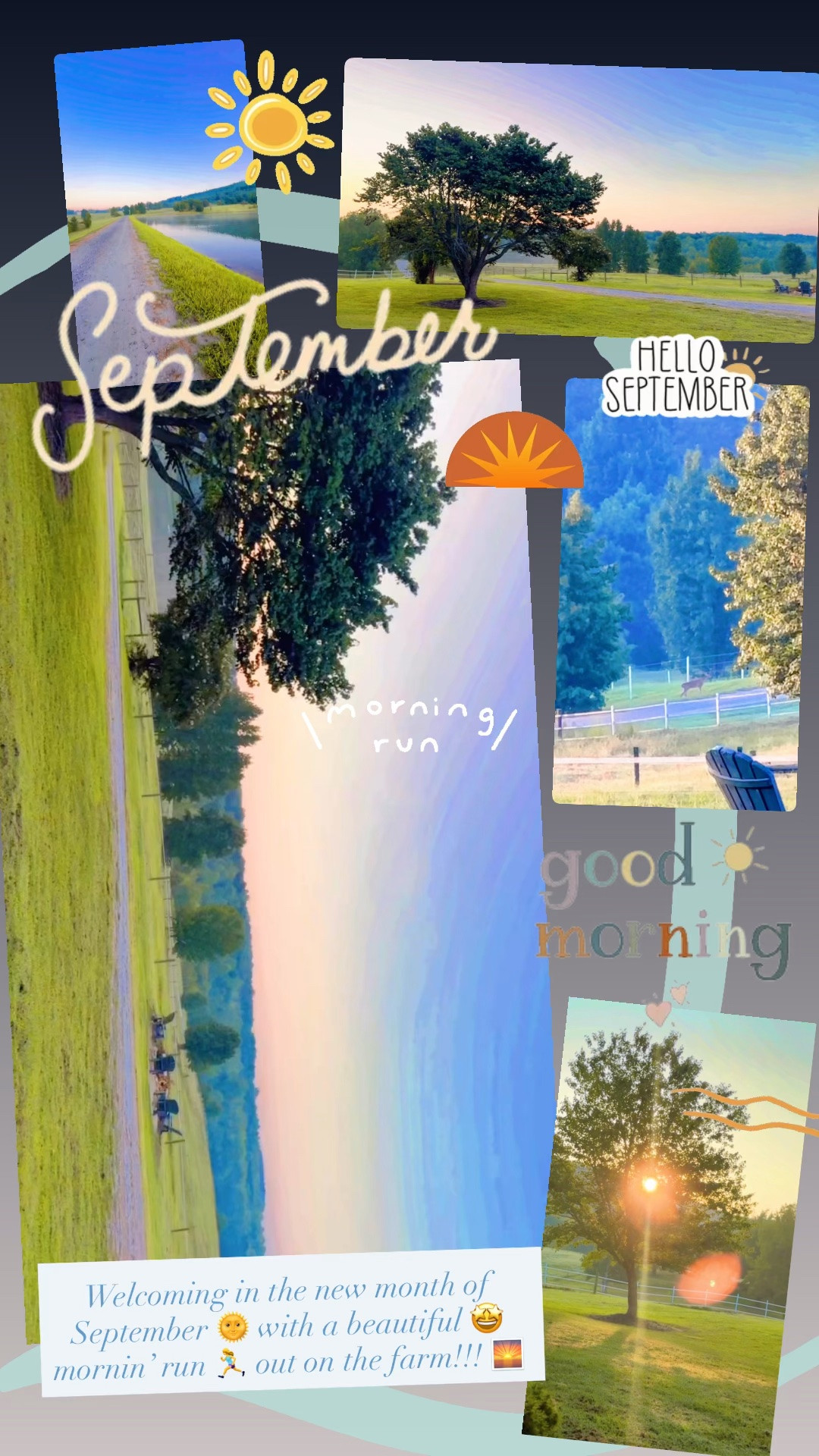 Welcoming in the new month of September 🌞 with a beautiful 🤩 mornin’ run 🏃‍♀️ out on the farm!!! 🌅