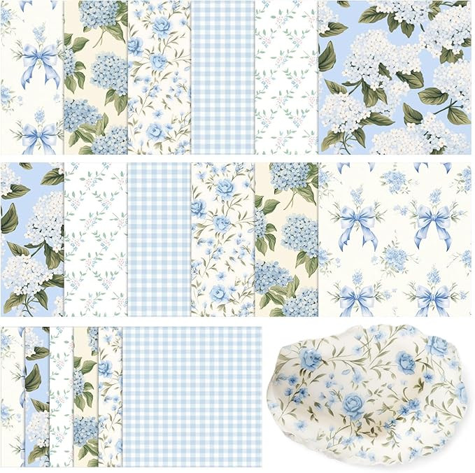 36 Sheet 6 Style Light Blue Hydrangea Paper Napkins for Decoupage Decorative Cocktail Napkin for ... | Amazon (US)