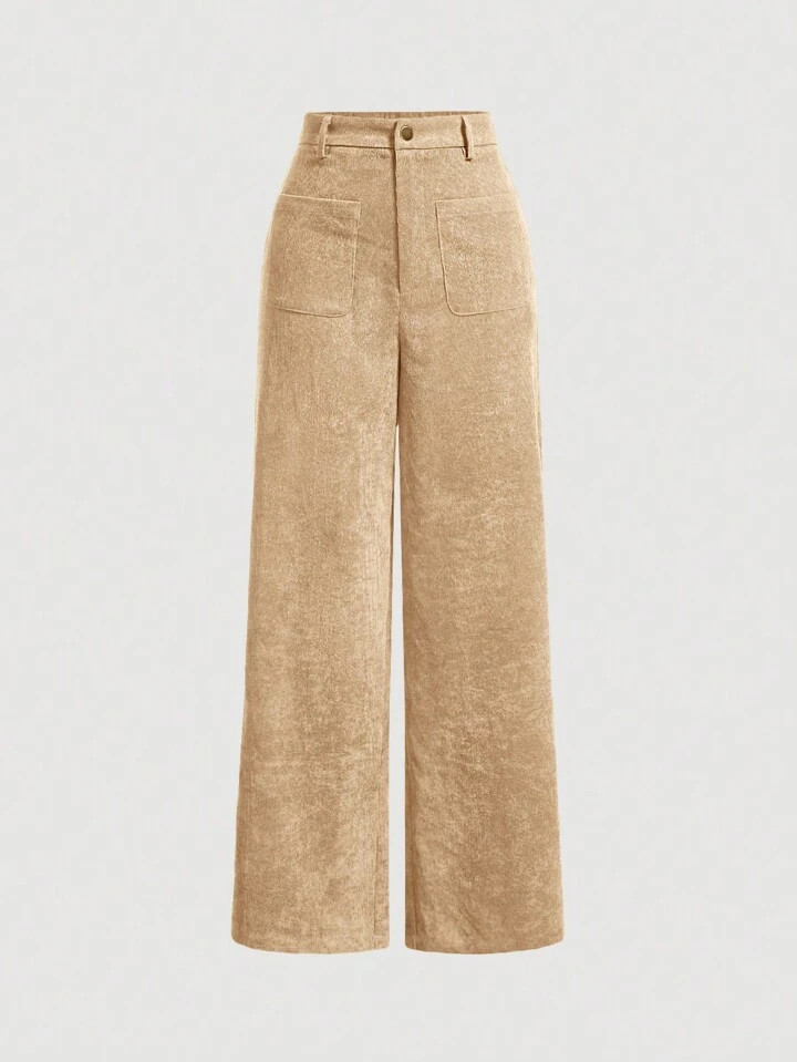 SHEIN MOD Women's Casual Solid Color Straight Corduroy Pants ,Back To School Clothes,Frenchies,Wo... | SHEIN