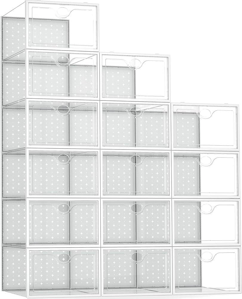 Pinkpum 15 Pack X-Large Shoe Storage Boxes Fit US Size 11, Shoe Organizer for Closet Clear Plasti... | Amazon (US)