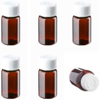6 x 25ml Small Bottles with lids, Empty Plastic Medicine Amber Bottles, Pill Storage pots, Screw ... | Amazon (UK)