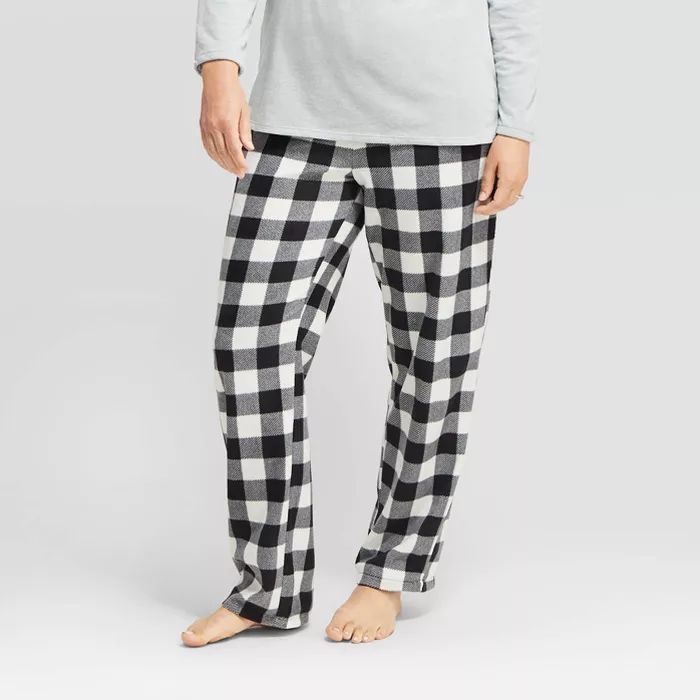 Women's Holiday Buffalo Check Fleece  Pajama Pants - Wondershop™ Black | Target