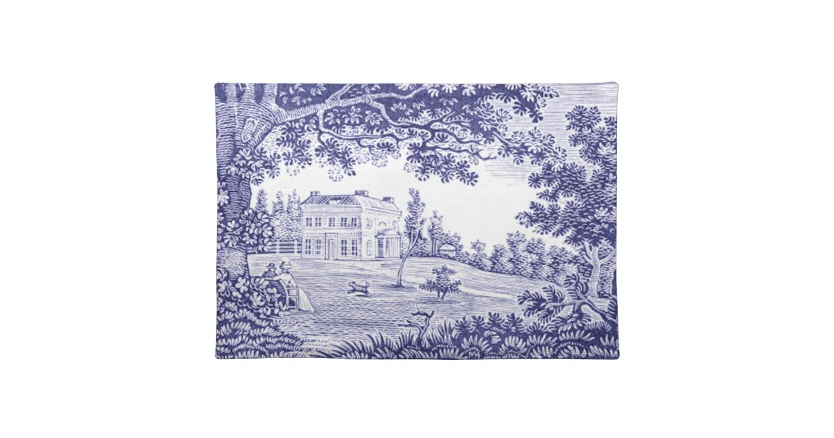 Blue Toile Placemat French Country Home Decor | Zazzle | Zazzle