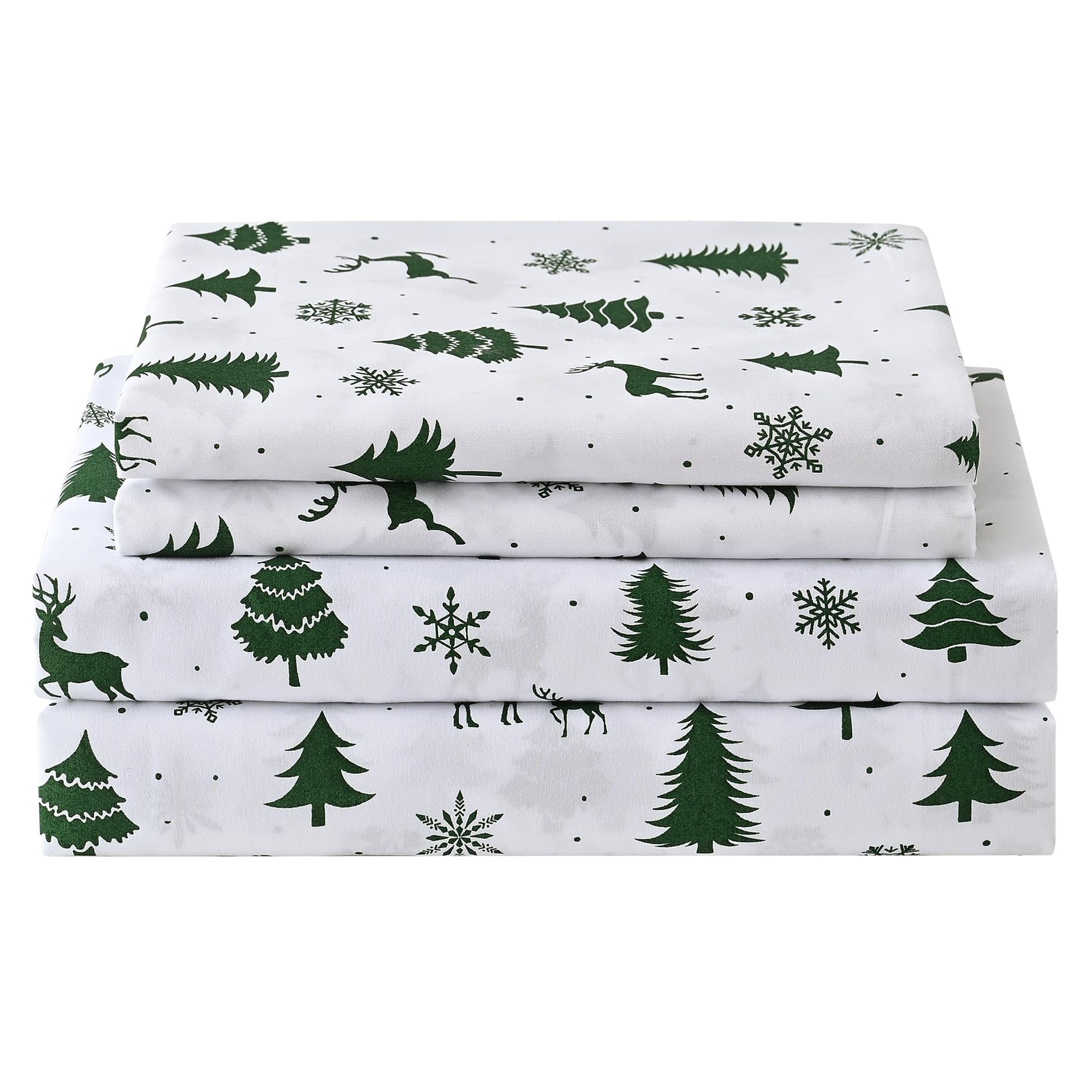 Softan Green Printed Twin Size Sheet Set, Christmas Holiday Bed Sheets for Kids, Microfiber Fitte... | Amazon (US)