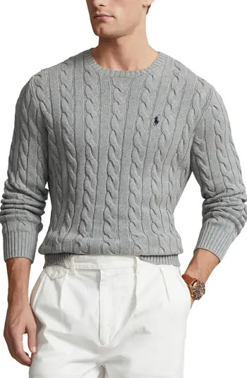 Cable Knit Cotton Crewneck Sweater | Nordstrom