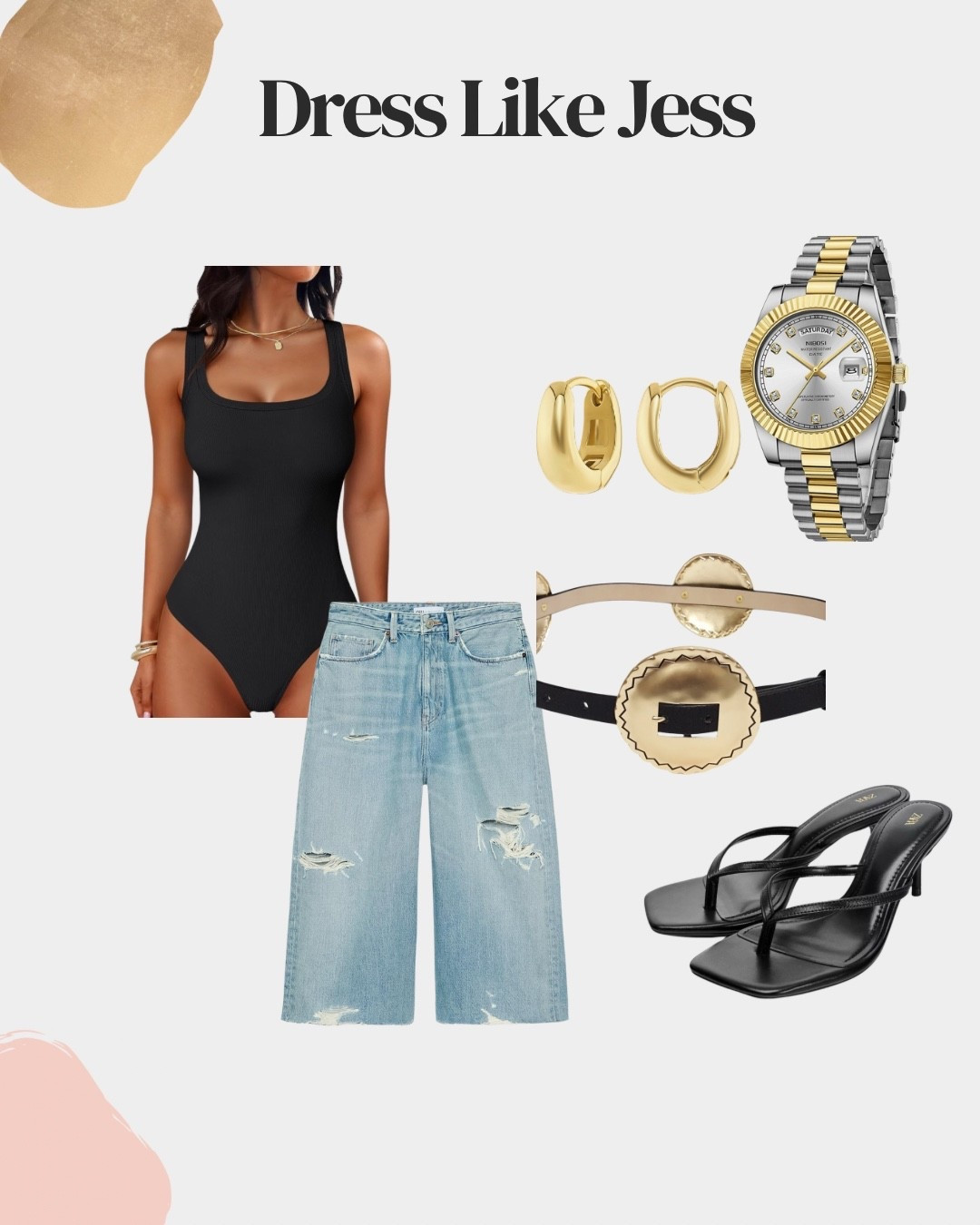 Denim 
Bodysuit
Kitten heels
Western belt

#LTKootd #LTKgrwm #LTKOver40
