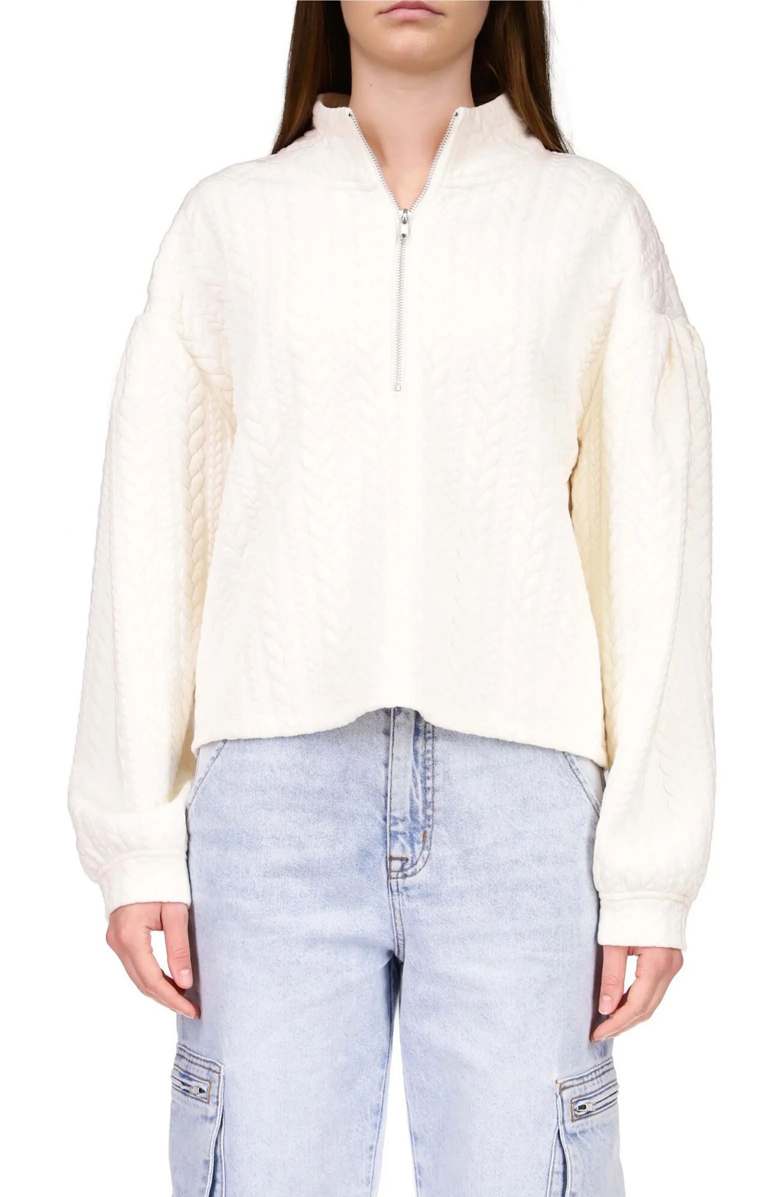 Cable Stitch Knit Jacquard Half-Zip Pullover | Nordstrom
