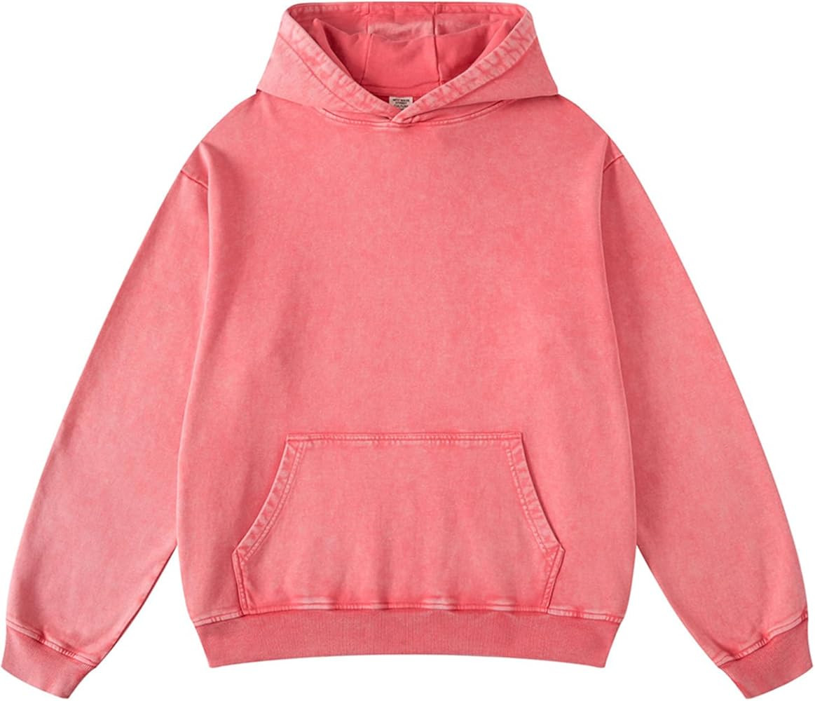 FAIABLE Mens Women Oversized Acid Wash Hoodie Unisex Cotton Heavyweight Sweatshirt Vintage Terry ... | Amazon (US)